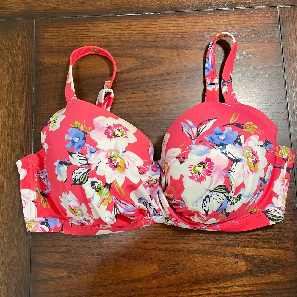 Swimsuits For All Pink Floral  Bikini Top 36DD